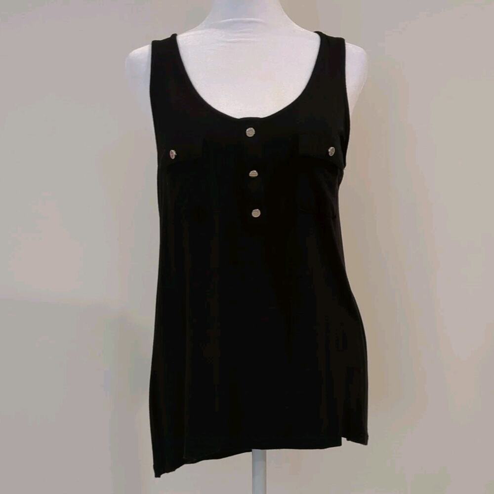 Zenana Outfitters Womens L Black Casual Tank Top Pockets Casual Preppy